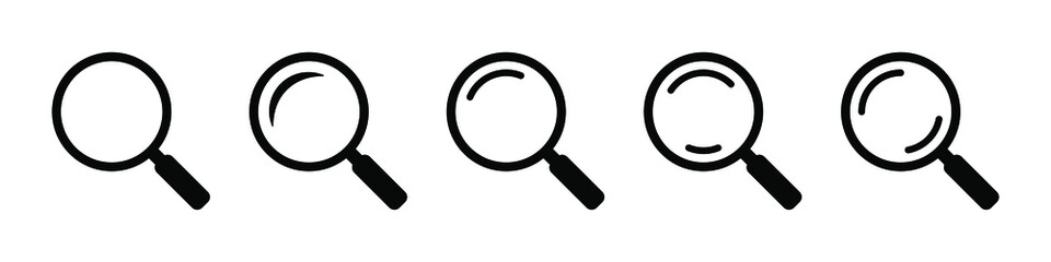 Magnifying glass icon, vector magnifier or loupe sign. Search icon.