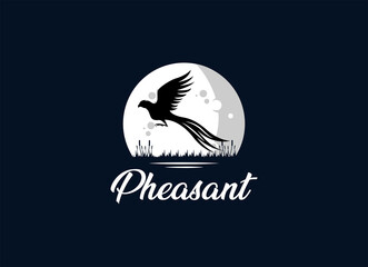 Beauty Flying Pheasant Silhouette Logo design 