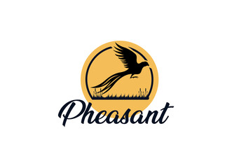 Beauty Flying Pheasant Silhouette Logo design  - obrazy, fototapety, plakaty