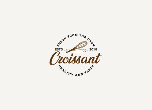 Fresh bread and bakery logo design concept. Croissant bakery logo