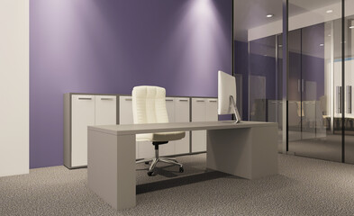 Modern office building interior. 3D rendering.