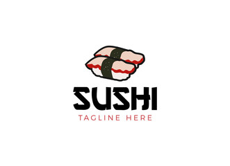 Sushi logo fish food japan restaurant. Japanese seafood logo asian dinner. 