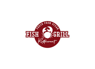 Seafood restaurant logo design template. Seafood restaurant label. 