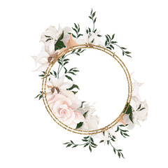 Frame and wreath of pink roses 