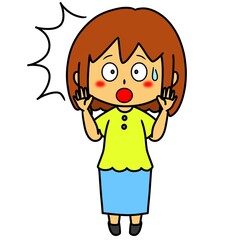 女性　驚く　焦る