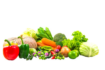 collection vegetables isolated white background  Clipping path