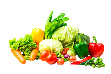collection vegetables isolated white background  Clipping path