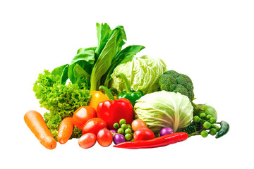 collection vegetables isolated white background  Clipping path