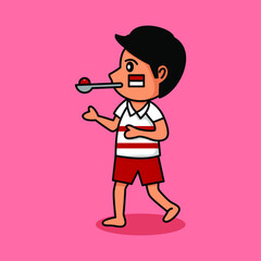 Vector illustration of children's marbles running competition in the context of Indonesia's independence day