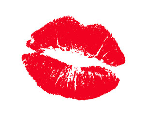 classic kiss lips lipstick mark - obrazy, fototapety, plakaty