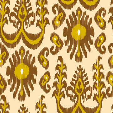 Ikat pattern - digital patterns for fabrics. In Uzbek adras or atlas, Ikat is the traditional textile product in the central Asian region. This kind of fabric producing in Margilan, an old city.