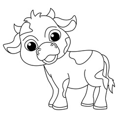 Cute cow cartoon coloring page illustration vector. For kids coloring book.