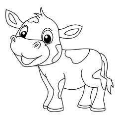 Cute cow cartoon coloring page illustration vector. For kids coloring book.