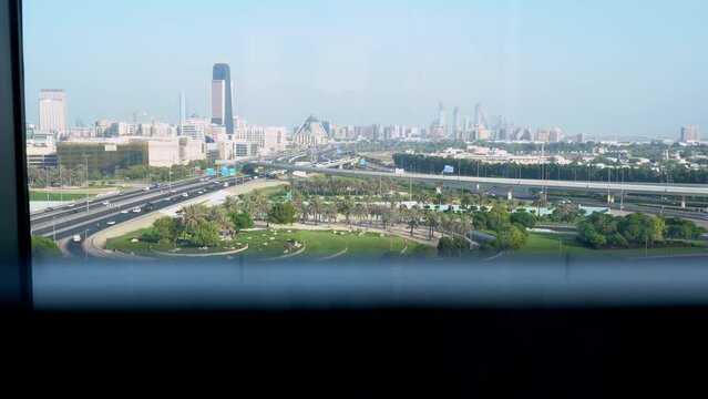 View on Dubai city during lift ride