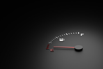 Fuel gauge. 3D banner design. 3D rendering.