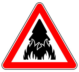 sd102 Schild-Dreieckig - german - Schild Waldbrandgefahr . Flammen Baum - english - forest fire hazard sign . flames tree - g11326