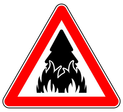 sd102 Schild-Dreieckig - german - Schild Waldbrandgefahr . Flammen Baum - english - forest fire hazard sign . flames tree - g11326