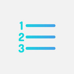 Number list icon in gradient style about text editor, use for website mobile app presentation