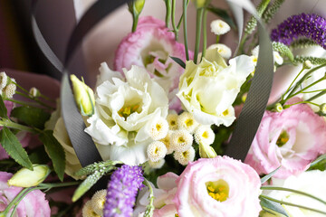 Bouquet of holiday flowers in a box
