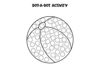 Dot a dot game for preschool kids. Toy ball.