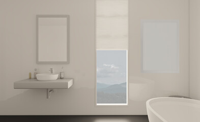 Naklejka na ściany i meble . Abstract toilet and bathroom interior for background. 3D rendering.