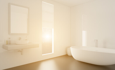 Naklejka na ściany i meble . Bathroom interior bathtub. 3D rendering.