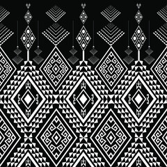 seamless tribal fabric pattern black and white background used to design fabrics for making clothes