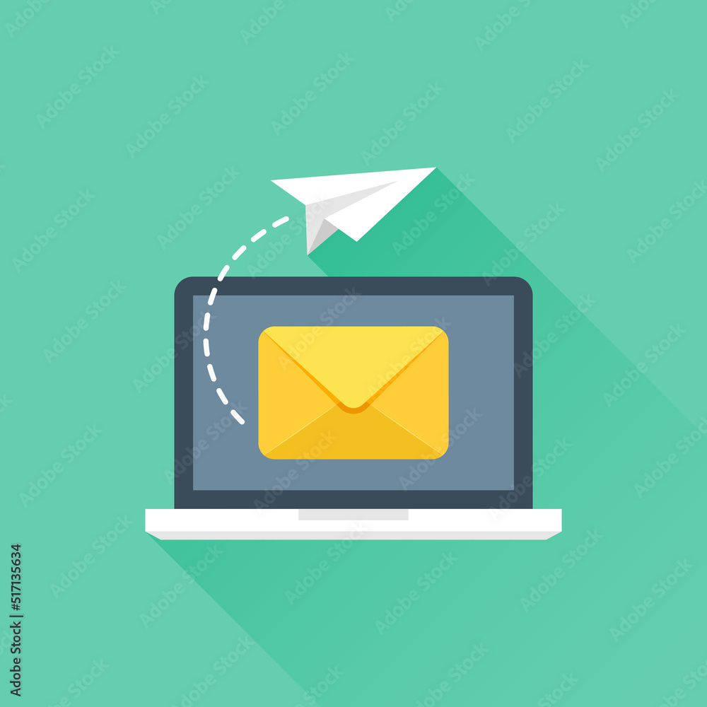 Poster email sending icon in flat style. envelope receive vector illustration on isolated background. mailb