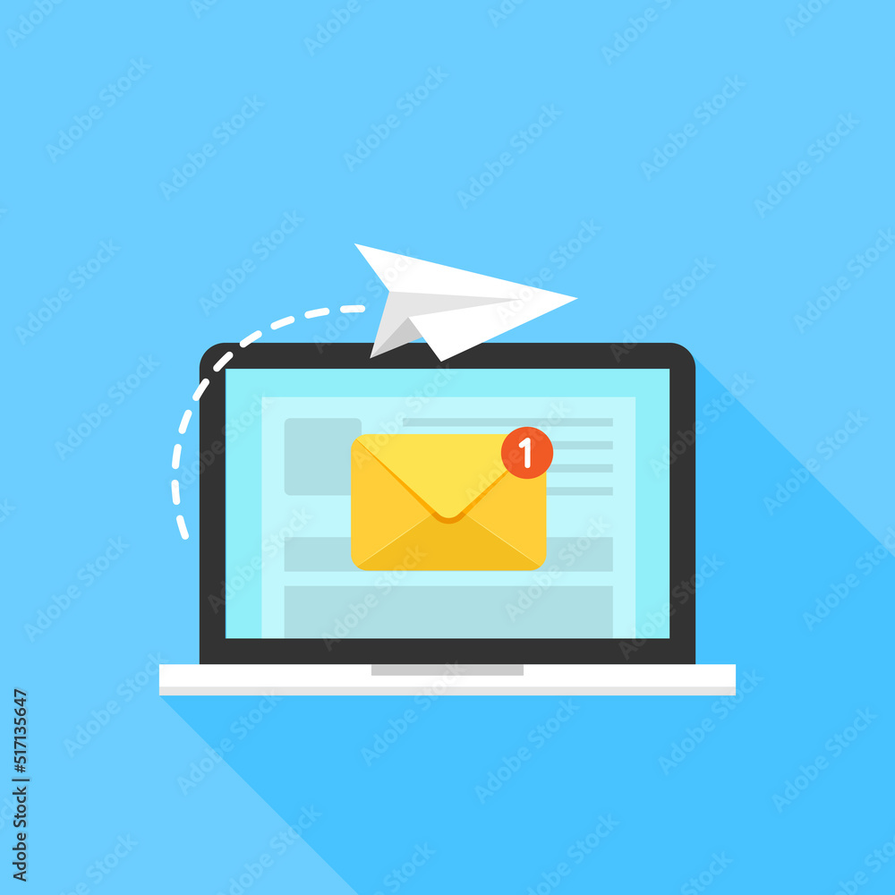 Poster email sending icon in flat style. envelope receive vector illustration on isolated background. mailb