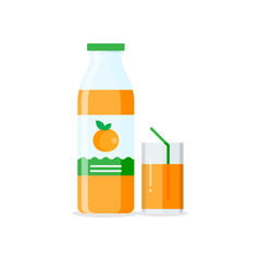 Orange juice icon in flat style. Fruit beverage vector illustration on isolated background. Citrus drink sign business concept.