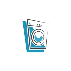 Laundry, clothes washing icon logo illustration