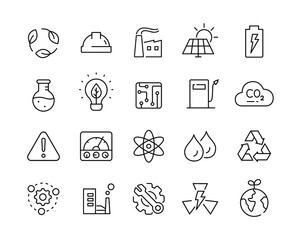 Industry and Power Icons - Vector Line. Editable Stroke. 