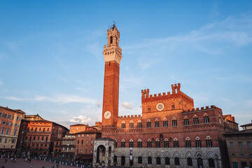 SIENA, ITALY-SEPTEMBER 2021: amazing architecture in Piazza del Campo