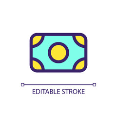 Banknote pixel perfect RGB color ui icon. Financial transaction. Simple filled line element. GUI, UX design for mobile app. Vector isolated pictogram. Editable stroke. Arial font used