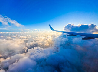 Obraz premium View from flying airplane window 