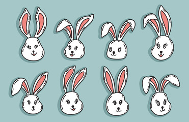 2023 new year. Rabbit head cartoon vector illustration.