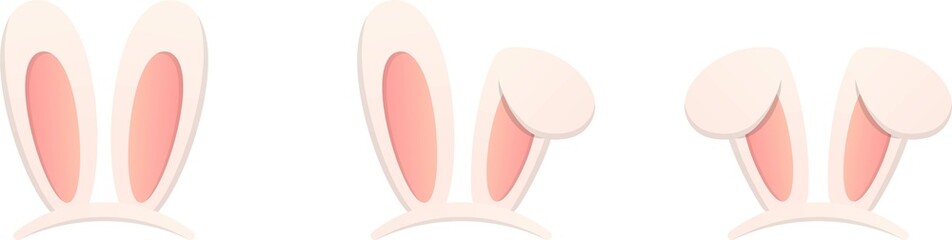Set of cute bunny ears shape, cute and playful, vector cartoon style