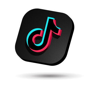 3d  Tiktok Colorful Icon On Black, Tiktok Icon Isolated Vector