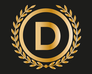 D Gold Letter Design Vector with Golden Luxury Colors and Monogram Design