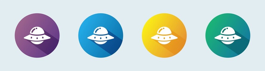 Ufo solid icon in flat design style. Alien space ship signs vector illustration.