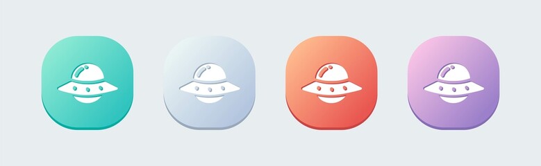 Ufo solid icon in flat design style. Alien space ship signs vector illustration.