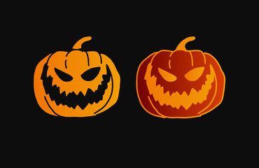 Halloween Pumpkin Hand Drawn Set Vector Design