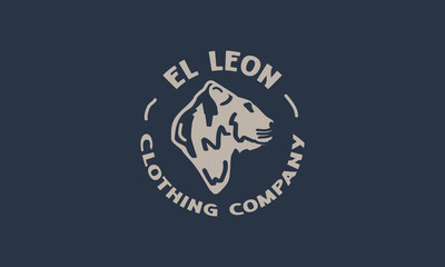 Lion Head Stamp Hand Drawn Logotype Vector