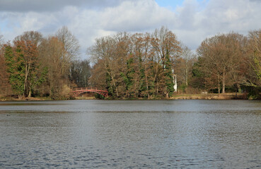 Landscape with romantic bridge - Charlottenburg Park, Berlin, Germany