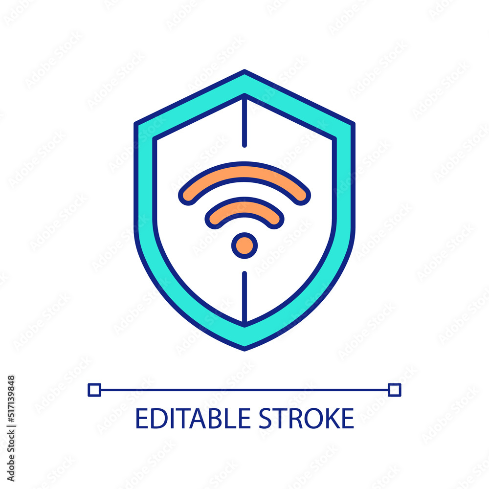 Poster wireless network safety rgb color icon. protect internet connection. keep digital data safe. isolate