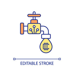 Crypto faucet RGB color icon. Get free digital coins. Cryptocurrency award for done tasks. Isolated vector illustration. Simple filled line drawing. Editable stroke. Arial font used