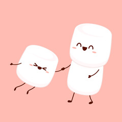 Marshmallow cartoon. marshmallow character design. Marshmallow vector.