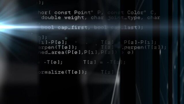 Animation of data processing and shapes on black background