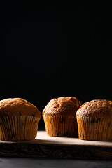 Coffee muffins dessert, food background, bakery themes