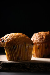 Coffee muffins dessert, food background, bakery themes